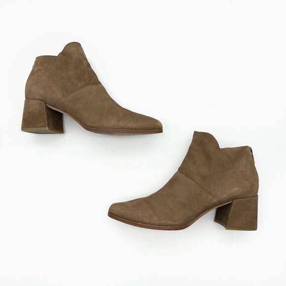 EILEEN FISHER Liesel Brown Ankle Boot Size 9.5 Bootie Leather Block Heel Pointed - Picture 2 of 12